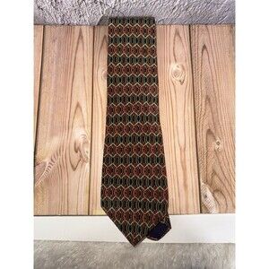 LT Designs Tie Multicolor Geometric Pattern 100% Silk Italy Necktie 55x3.75"